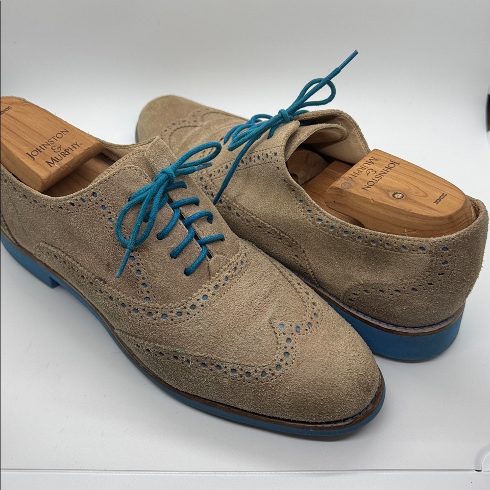 Cole Haan “Alisa” Suede Wingtip Oxford Dress Shoe Tan/Blue